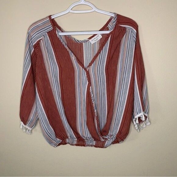 Lavender Field Striped Blouse Size Medium - Picture 1 of 5